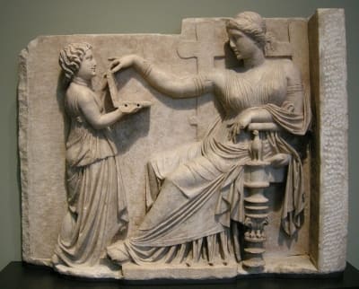 A laptop on an ancient Greek grave marker?