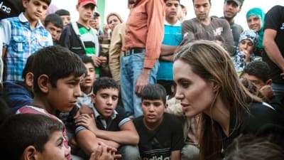 Angelina Jolie Visits Refugees on the Greek island of Lesvos